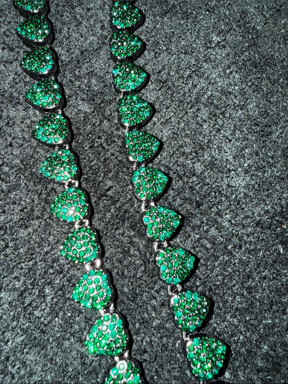 Green Pavé Heart Link Necklace - Women's Jewelry